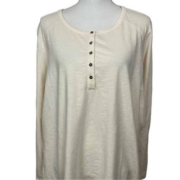 d & co. Essentials Women’s Pullover Top Sz 2X Cream Color Long Sleeves Stretch - Picture 2 of 11